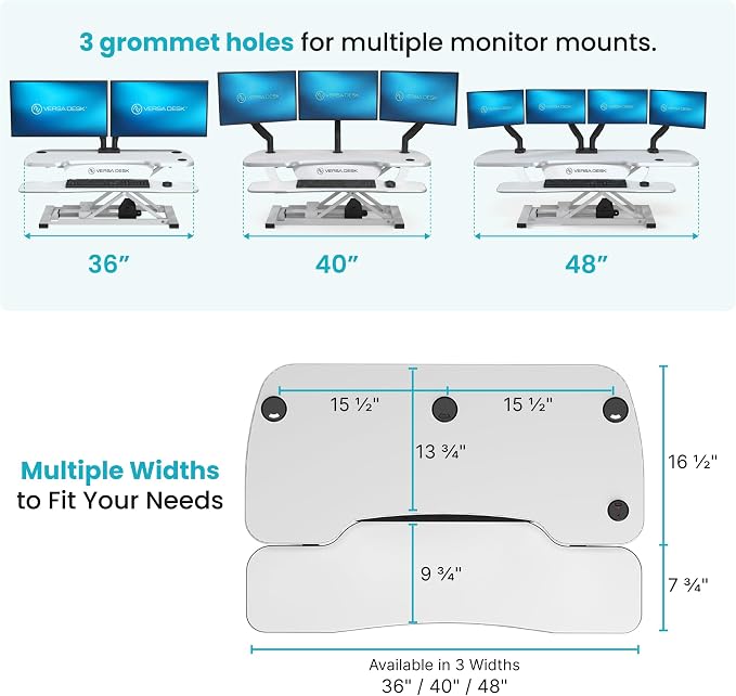 PowerPro 36 Inch Electric Standing Desk Converter – Push-Button Height Adjustable Sit to Stand Desk Riser for Dual Monitors & Laptop – Motorized Desktop Workstation with Wide Keyboard Tray - Image 2
