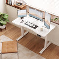 Solid Wood Electric Standing Desk, 47.2"x23.6" White Standing Desk | 1 BOX,Home Office Desk with 3 Stages Single Motor,Standing Desk White with T-Shaped Metal Bracket for Gaming by Unknown