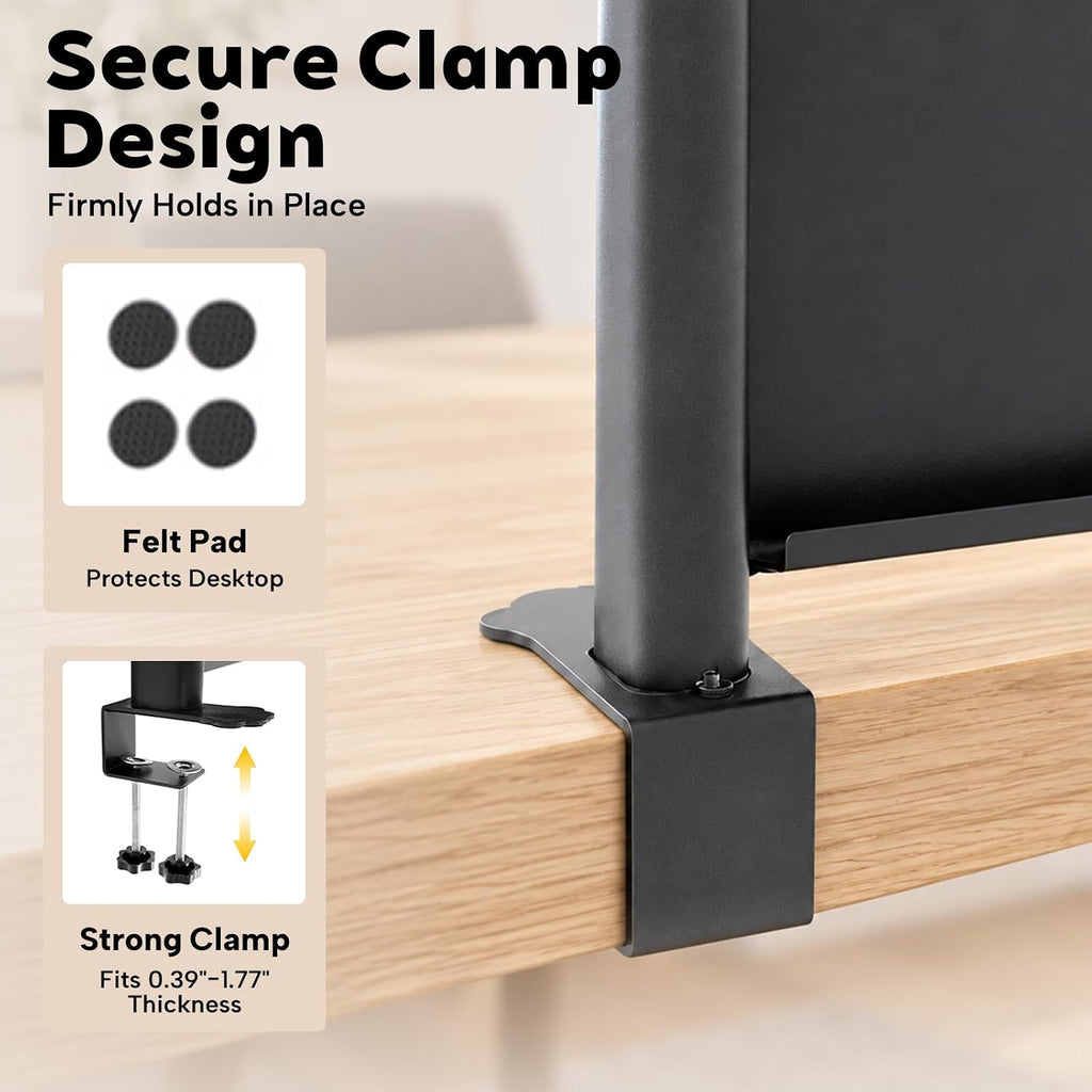 Desk Pegboard, Clamp On Desk Organizer Shelf, Desktop Bookshelf Storage Shelves, Privacy Panel for Home Office Dorm Gaming Desk, Carbon Steel, 39.4" x 37.4", Black - Image 6