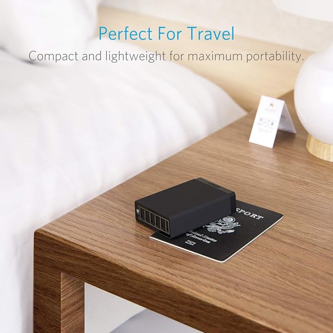 Anker Desktop Charger, 60W 6 Port USB Multiple Charging Hub | PowerPort 6 Multiple USB Charger, Campatible with iPhone, iPad, MacBook, Galaxy, LG, HTC, and More - Image 4