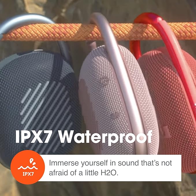 JBL Clip 4, Black/Orange - Portable Bluetooth 5.1 Speaker - Up to 10 Hours of Play - Waterproof & Dust Resistant - Includes Noise & Echo-Canceling Speakerphone - Image 5