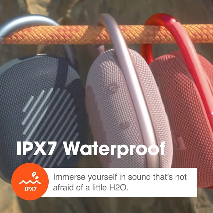 JBL Clip 4, Orange - Portable Bluetooth 5.1 Speaker - Up to 10 Hours of Play - Waterproof & Dust Resistant - Includes Noise & Echo-Canceling Speakerphone - Image 5
