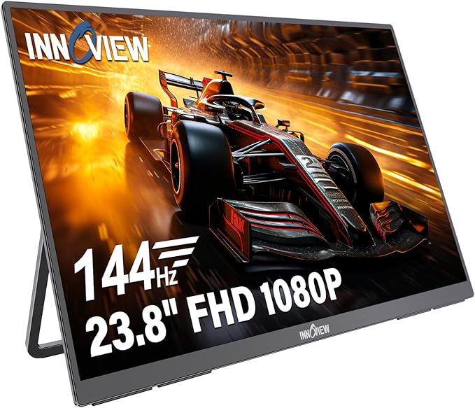 InnoView Large Portable Monitor 23.8inch FHD 1080P 144Hz USB-C, HDMI Computer Display HDR 100% sRGB IPS Gaming Monitor W/180°Adjustable DC Eyes Care Stand for Laptop PC MAC Phone PS4 Xbox Switch by InnoView