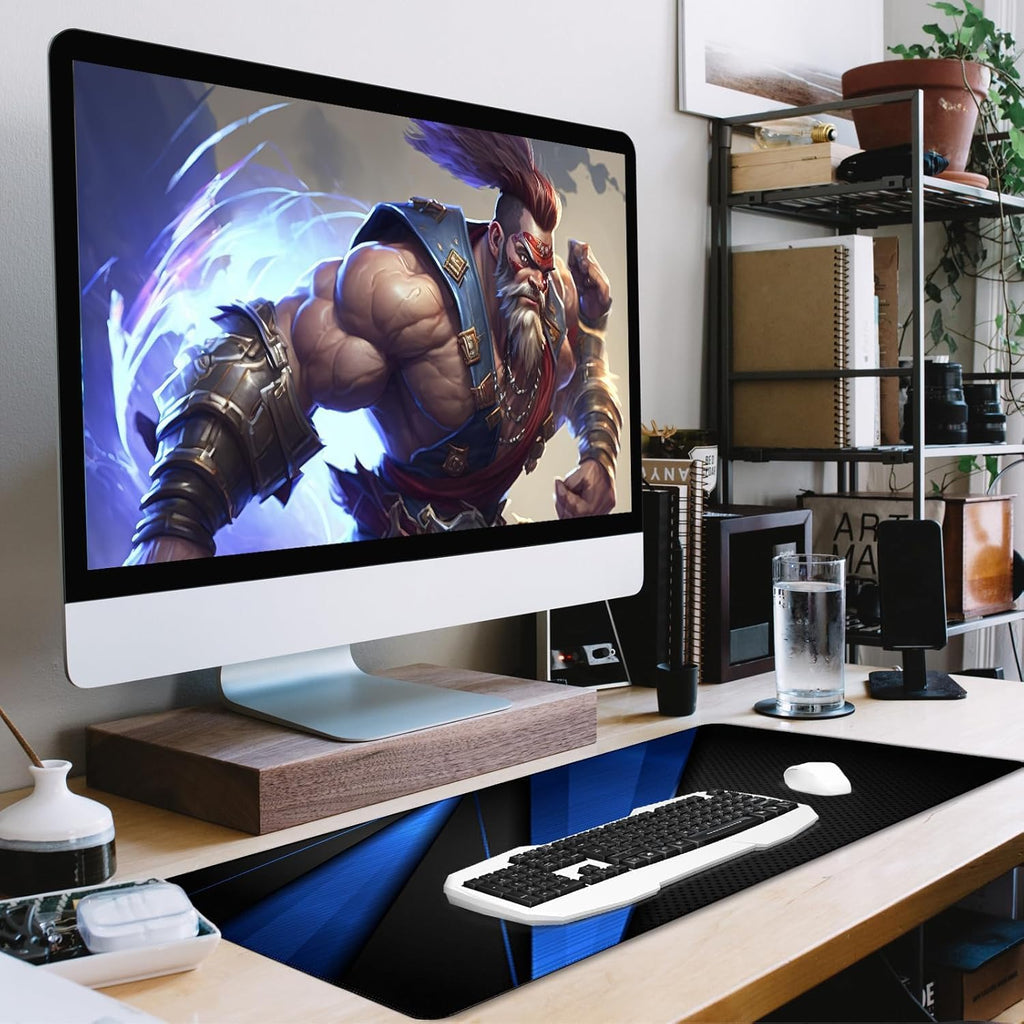 Desk Pad Large Gaming Mouse Pad Extended Keyboard Mouse Mat,Black Blue - Image 6