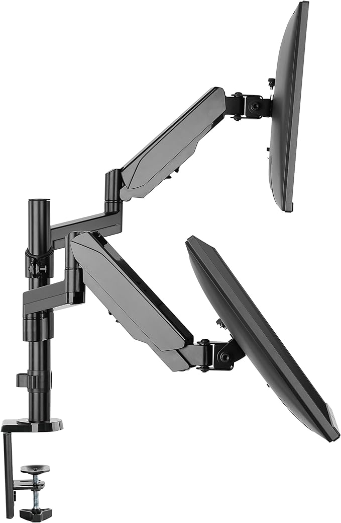 TechOrbits Triple/Double/Single Monitor Mount Stand - Computer Screen Desk Gas Spring Arm (Dual Monitor - Black) by TechOrbits