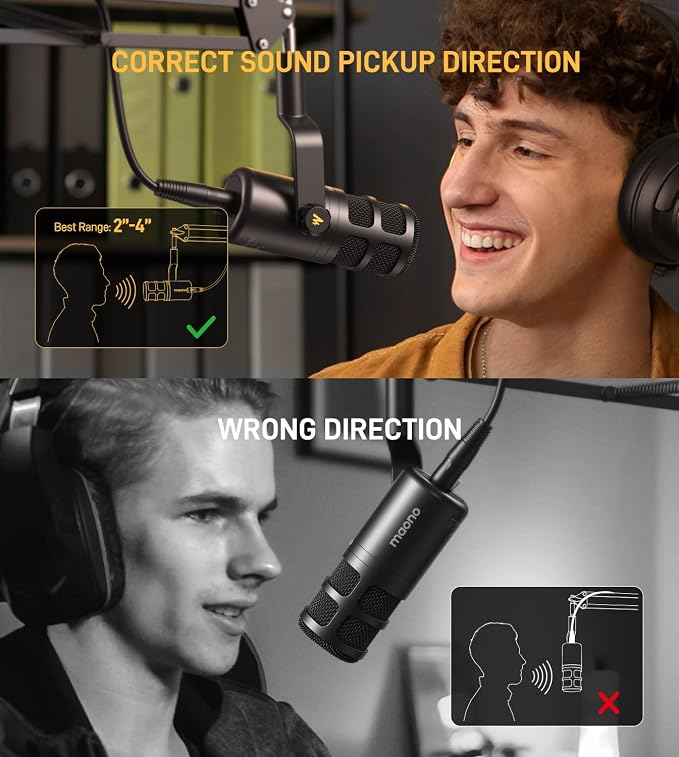 MAONO PD100S XLR Podcast Microphone, Cardioid Studio Dynamic Metal Boom Mic | Compatible with Audio Interface, Audio Mixer, Sound Card for Vocal Recording, Streaming, Voiceover, Music, Content Creation - Image 5
