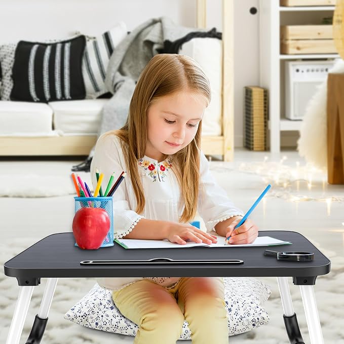 Zapuno Laptop Bed Desk, Foldable Laptop Tray Table with Tablet Slot, Lapdesk Laptop Stand for Bed Portable Standing Table for Bed Couch Floor - Image 3