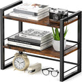 Office Desk Shelf Organizer, Wood Desktop Bookshelf Supplies Storage Rack, Shelf for Top of Desk and Dresser (Brown-2 Tier) by ART-GIFTREE