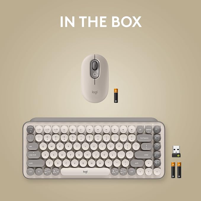 Logitech POP Keys + POP Mouse - Wireless Keyboard and Bluetooth Mouse Combo with Typewriter-Style Mechanical Keys, Emoji Features, Cute Compact Design - Mist - Image 10