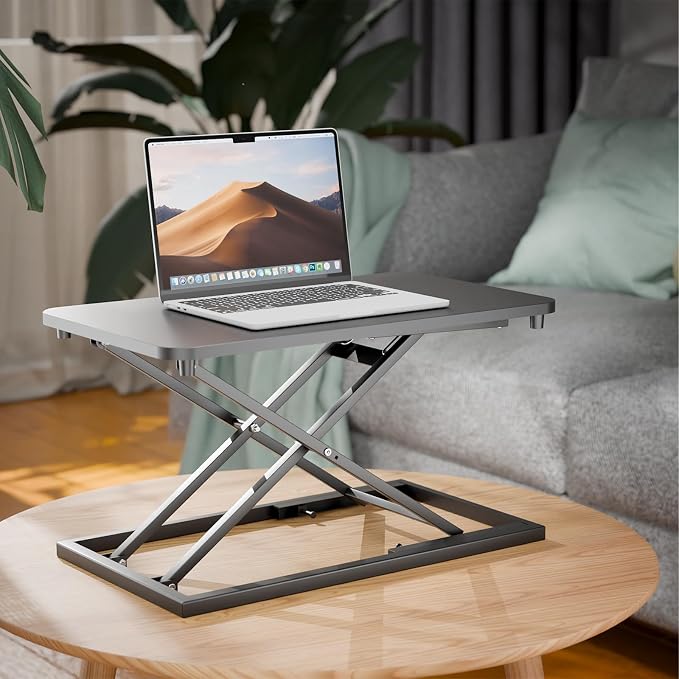 Standing Desk Converter Height Adjustable, Sit to Stand up Desk Riser Computer Workstation use in Laptop and Single Monitor Ergonomic Desktop Workstation for Home Office - Black - Image 2