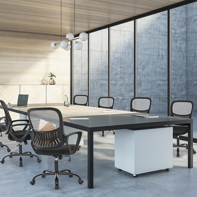 Sweetcrispy Home Office Managerial Executive Chair with Ergonomic Design | Mid-Back Mesh 360° Swivel, Comfortable Lumbar Support, Comfy Arms for Bedroom,Study,Student, Black - Image 8