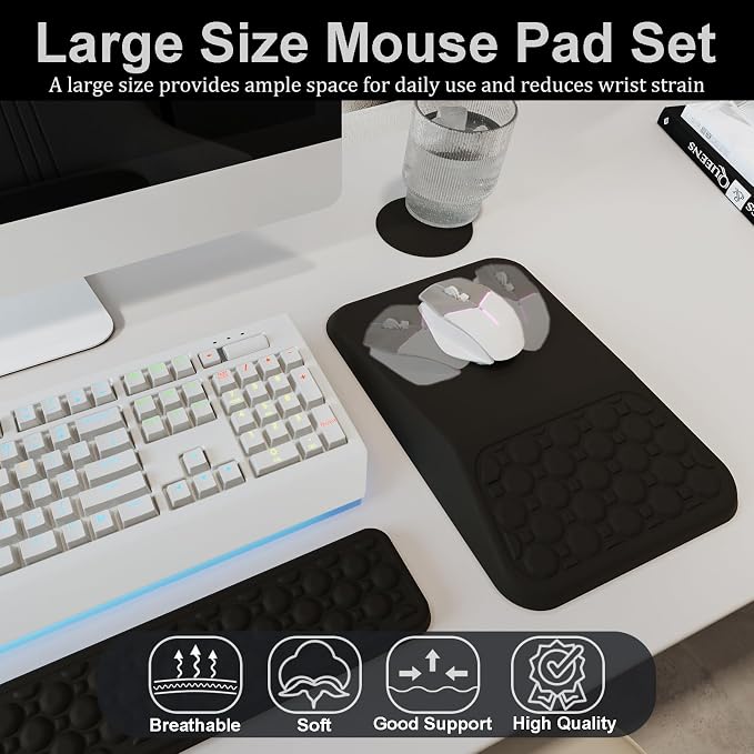 Ospelelf Keyboard Wrist Rest Ergonomic Mouse Pad with Wrist Rest, Arm Wrist Rest for Computer, Office and Gaming,Black - Image 4