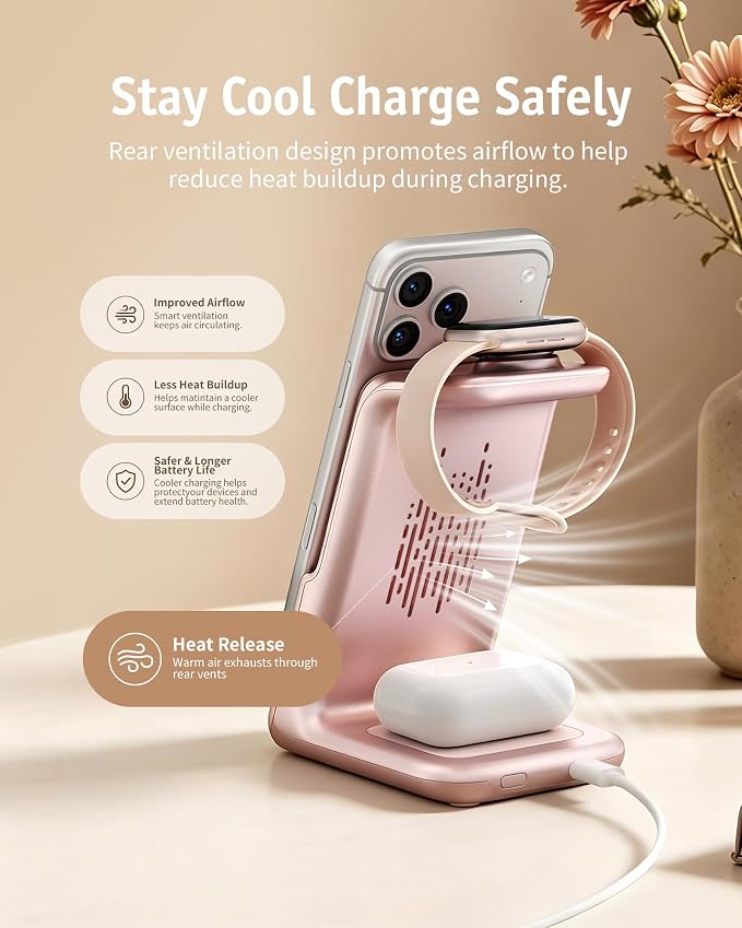 RORRY AuraDock Charging Station for Apple,5000mAh Detachable Power Bank | 3 in 1 for Magsafe Charger, 20W PD Wireless Magnetic Charging Station for iPhone, Apple Watch, AirPods - Image 9