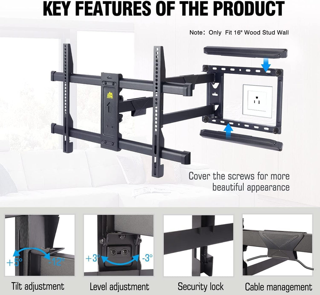 FORGING MOUNT Long Arm TV Mount for Most 37-75 Inch TVs up to 100lbs - Image 9