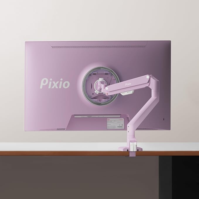 Pixio PS1S Wave Pink Single Monitor Arm Stand Desk Mount - Fits up to 32 inches Monitors and up to 19.8lbs. VESA Compatibility and Integrated Cable Management - Image 7