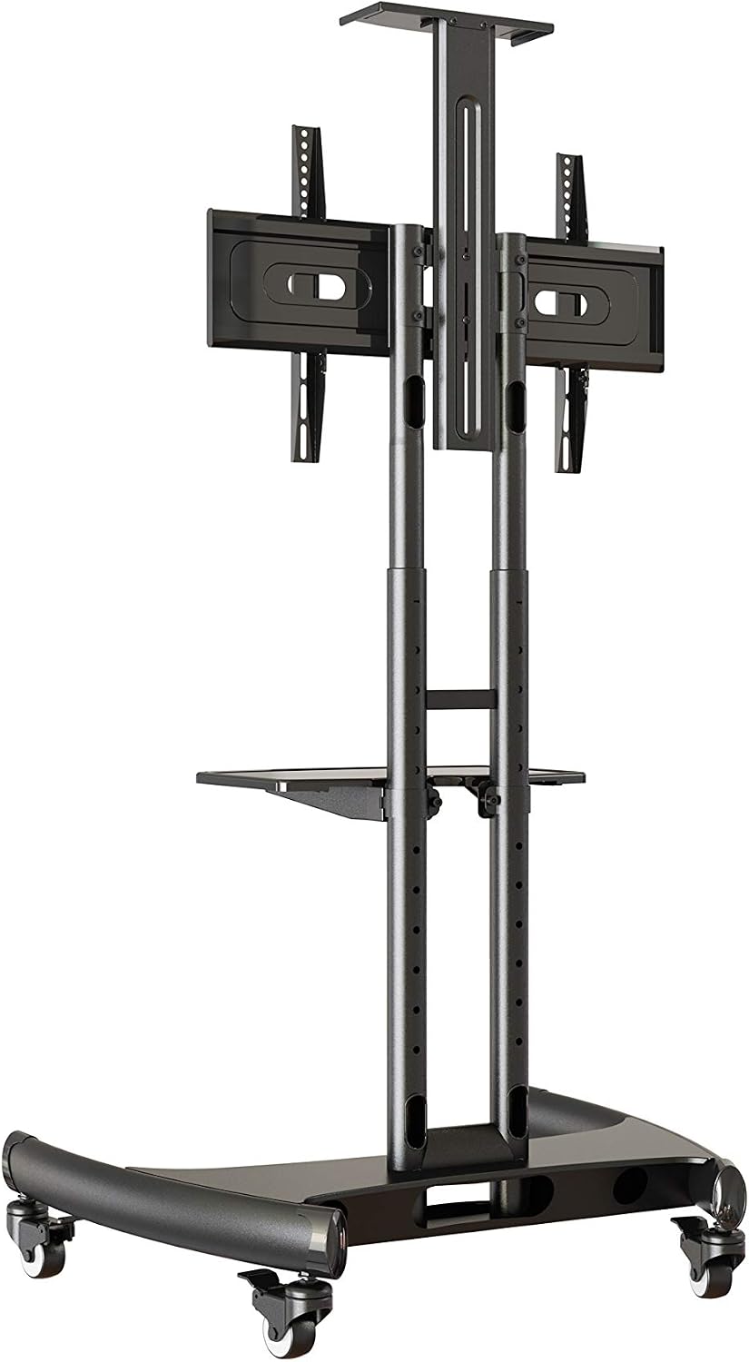 Rocelco VSTC 32"-70" Mobile Flat Screen, Monitor, A/V and TV Cart with A/V Component and Webcam Shelves (R VSTC), Black - Image 6