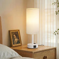 White Touch Bedside Lamp for Bedroom, Stepless Dimmable, USB A+C, AC Outlet | Base Touch Button Only, Memory Brightness, Ultra-dim Night Light, Included Bulb for Optimal Dimming, White Lamp Base, Nursery by Aooshine