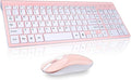 cimetech Wireless Keyboard and Mouse Combo, Compact Full Size Wireless Keyboard and Mouse Set 2.4G Ultra-Thin Sleek Design for Windows, Computer, Desktop, PC, Notebook, Laptop - Pink by cimetech