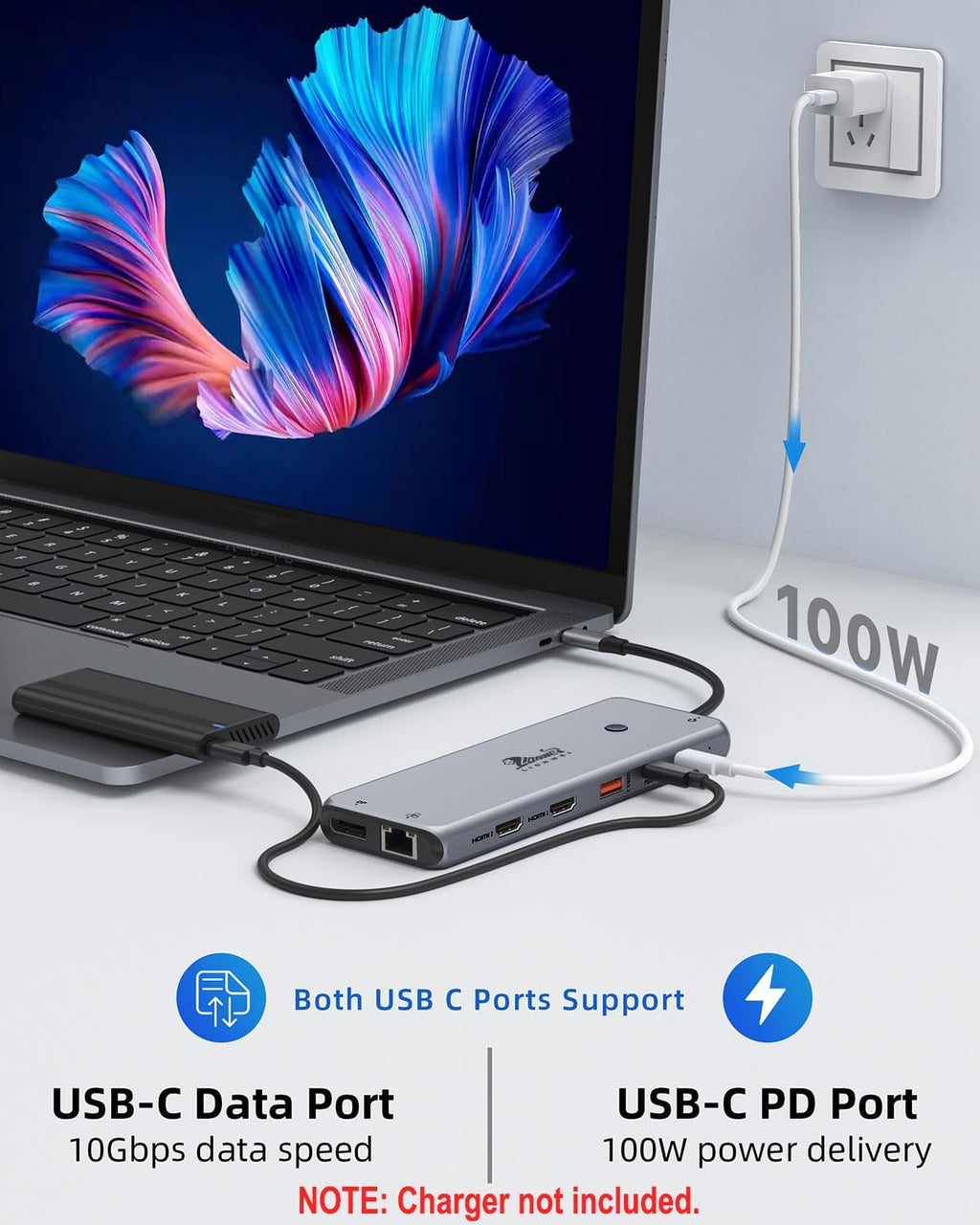 13-in-1 Laptop Docking Station Dual Monitor 4K, 2 HDMI USB C Hub LIONWEI - Image 5