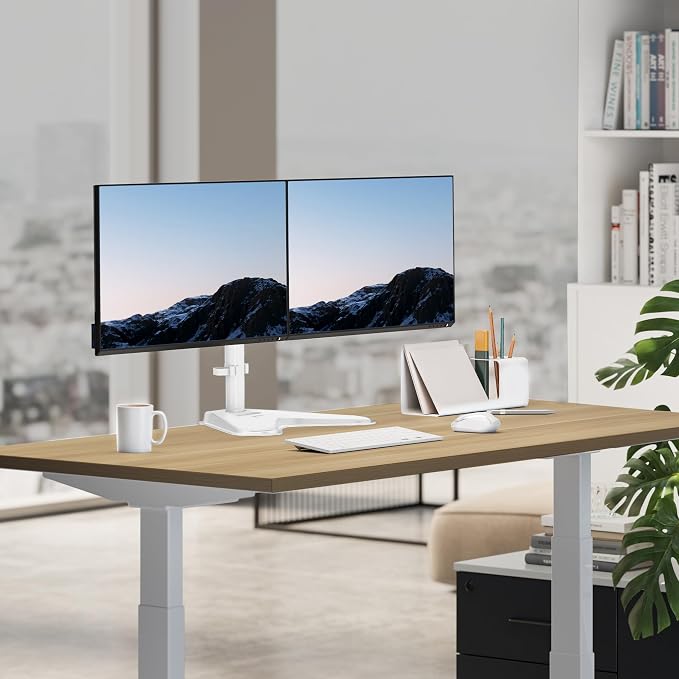 Mount-It! Dual Monitor Desk Stand Mount for 2 Screens VESA 75x75 & 100x100 | Fits two VESA 75x75/100x100 screens, sturdy desk stand for a clean dual-monitor workstation. - Image 2