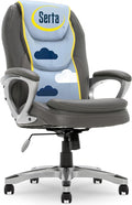 Serta Ergonomic Executive Office Chair, Padded Arms Mesh Back Leather Chair | Amplify, Contoured Lumbar Lower Back Support, Back Pain Relief, Adjustable Height & Tilt, Work From Home Desk Chair, Duo Gray by Serta