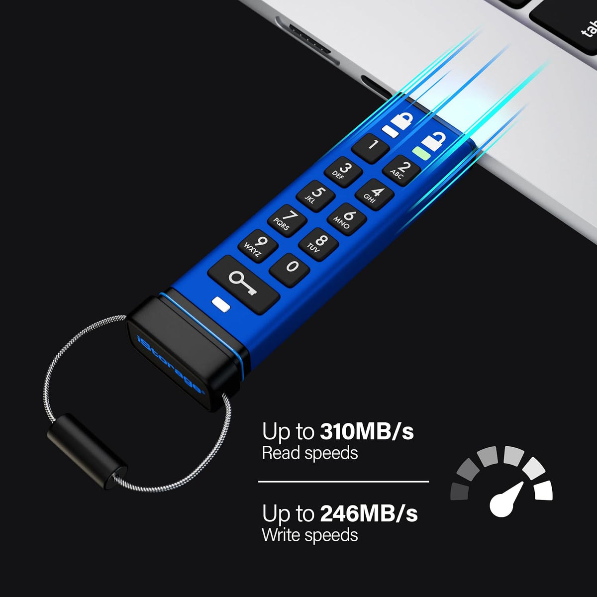 iStorage datAshur PRO+C 32GB | Secure USB Type-C Memory Stick | FIPS 140-3 Level 3 Certified | PIN Protected | Type C-A Adapter Included. - Image 5
