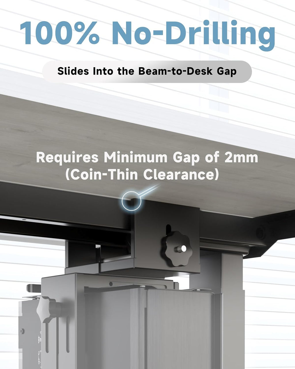 Under Desk PC Mount, No Drill Clamp On Computer Mount for Standing Desk - Image 2