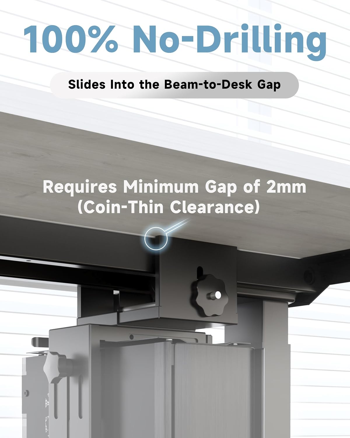 Under Desk PC Mount, No Drill Clamp On Computer Mount for Standing Desk - Image 2