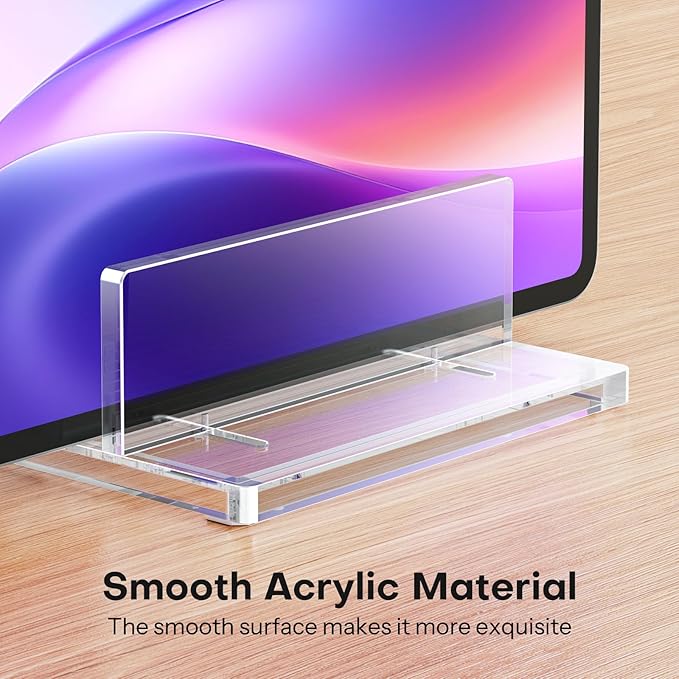 OMOTON Vertical Laptop Stand, Acrylic Single Holder for MacBook Gaming | Adjustable Width 0.87-2.24", Clear Acrylic Single Slot Stand for Desk, Compatible with MacBook Pro/Air HP Gaming up to 17" - Image 5