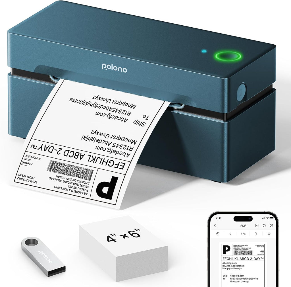 POLONO Bluetooth Thermal Shipping Label Printer, 4x6 Thermal Label Printer by POLONO