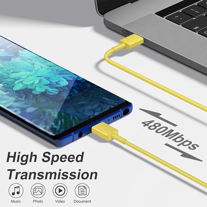 USB C Charger Type C Charger Fast Charging Long 12FT 45W Samsung Charger | for iPhone Air/17 Plus/17 Pro/17 Pro Max/16 Plus/16 Pro Max/15 Pro Max/iPad Pros/Samsung Galaxy S26/S25,Android(Yellow) - Image 3