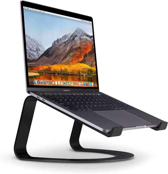 Twelve South Curve, Cooling Laptop Stand for MacBooks & Laptops,Matte Black | Elegant Desktop Stand, for MackBook & Laptops Including Neo, Lifts Screen and Camera for Better Ergonomics and Video Calls by TwelveSouth