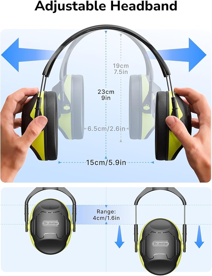 Dr.meter Noise Reduction Ear Muffs, SNR34dB Ear Protection Headphones | Hearing Protection Earmuffs for Shooting Gun Range, Mowing, Kids Autism Sensory, Monster Jam Noise Cancelling Headphones C06 - Image 7