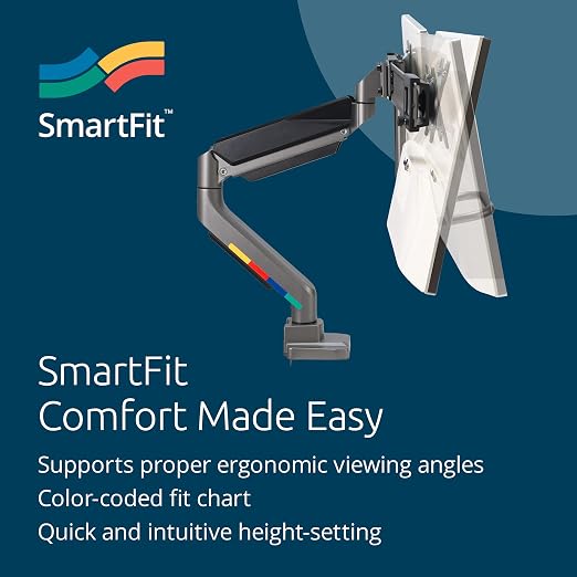 Kensington SmartFit Dual Monitor Arm with Crossbar and Easy-Grip Handle for 2 Screens Up to 32 Inch 19.8lbs, Gas Spring Height-Adjustable C-clamp or Grommet Monitor Mount with Max VESA 75/100mm - Image 5