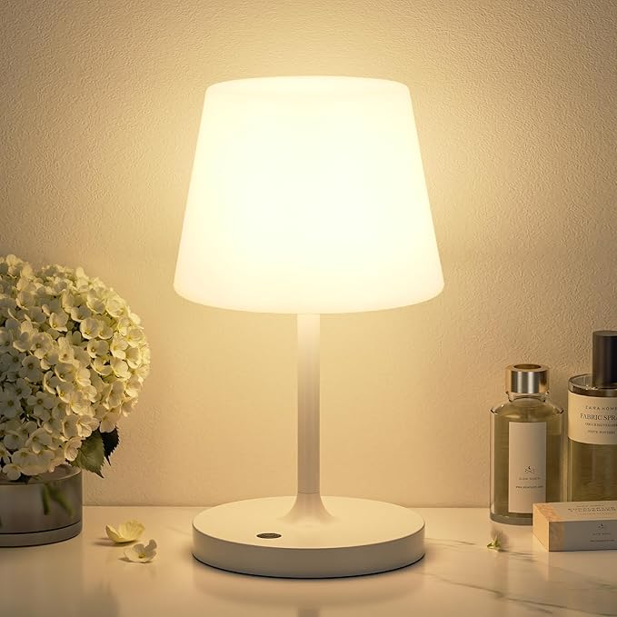 Kakanuo White Cordless Shower Lamp Waterproof, Rechargeable Table Lamp with 4000mAh Battery, Touch Dimmable Desk Light for Outdoor, Kitchen, Bathroom, Camping, Patio, IP54 by KakanuoLightings