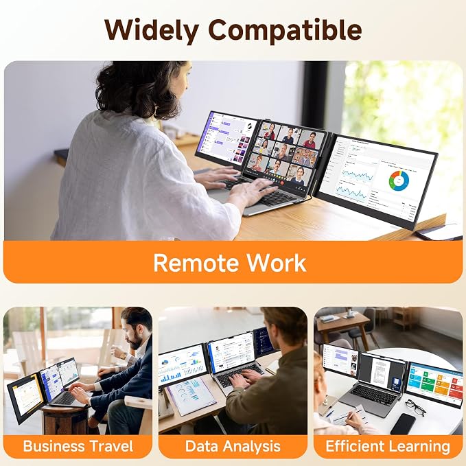 14" Laptop Screen Extender, 0.18" Ultra-Thin Laptop Monitor, Stable Damping Stand with 90° Rotation, 180° Rotation Dual Screen, Extra Compatible with Windows/Mac/Android/Switch/PS Fits 13"-17" Laptops - Image 7