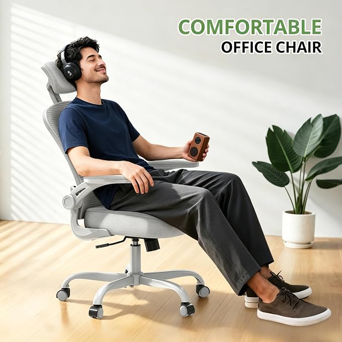 Office Chair|330LBS Capacity Ergonomic Desk Chair | High Back Computer Chair,Long Hours Comfortable,Rolling Swivel,Flip-up Armrests,Home Office - Image 7