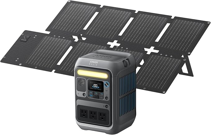 Anker SOLIX C300 Portable Power Station with 60W Solar Panel, 288Wh, 300W | 288Wh LiFePO4 Battery, 300W (Peak 600W), 140W Two-Way Fast Charging, Solar Panel-Ready, for Outdoor and Emergency Use by Unknown