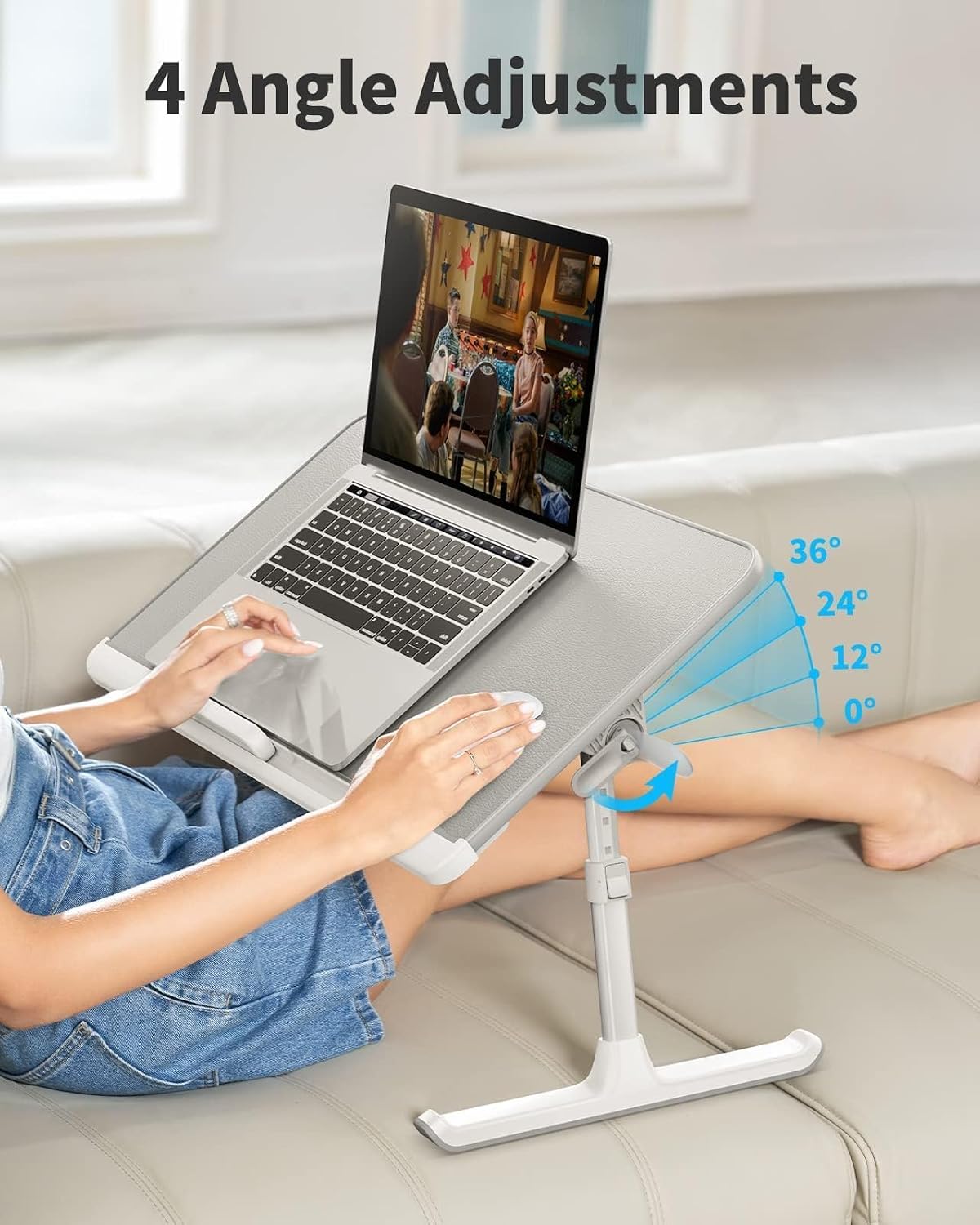SAIJI Laptop Bed Tray Table - Adjustable Lap Desk for Couch (Gray) - Image 3