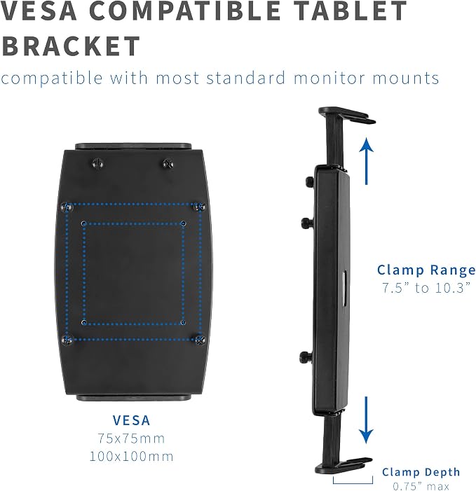 VIVO Universal VESA Mount Adapter for Tablets, 2-in-1 Laptops, & 15.6 inch Portable Monitors, Max VESA 100x100, Adjustable Laptop Holder, Black, MOUNT-UVM02 - Image 2