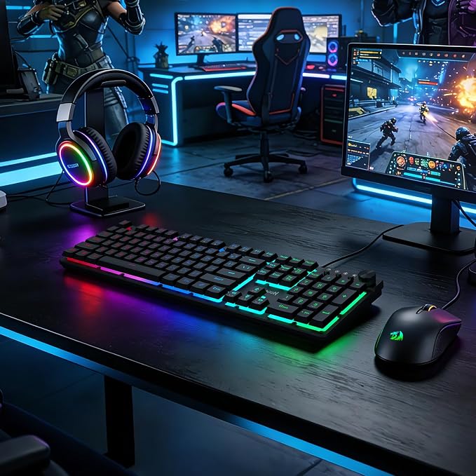 Redragon K521-E Gaming Keyboard with Knob, RGB 104 Keys Wired Keyboard | Mechanical Feeling Keyboard, 12 Multimedia Keys, Anti-Ghosting, Programmable Software, Compatible with PC, PS4/5, Xbox - Image 7