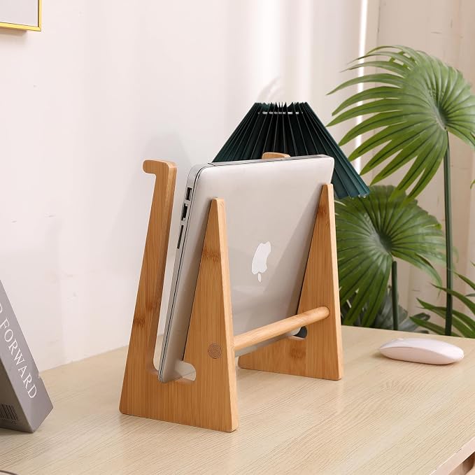 Wooden Laptop Stand Vertical Laptop for 13-18.6in Laptop,Bamboo Stand for Desk - Image 7