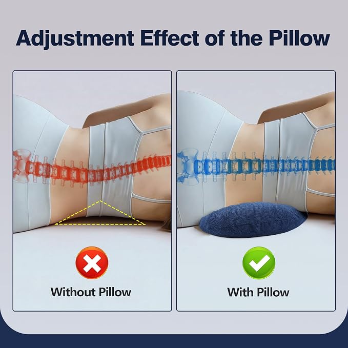 COMFYTHERA Lumbar Support Pillow for Sleeping Memory Foam Lumbar Support Cushion for Lower Back Pain Relief, Back Support Bed Pillow Waist Support (Dark Blue, Large) - Image 3