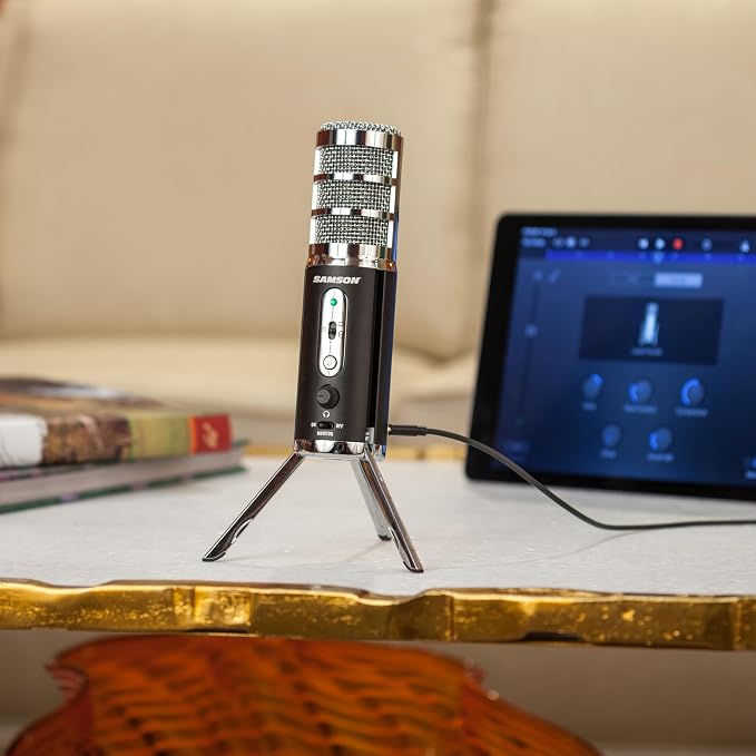SAMSON Technologies Satellite USB/iOS Condenser Microphone | Dual 16mm condenser capsules with 24-bit/96kHz audio and fold-back legs for streaming, podcasting and recording - Image 2
