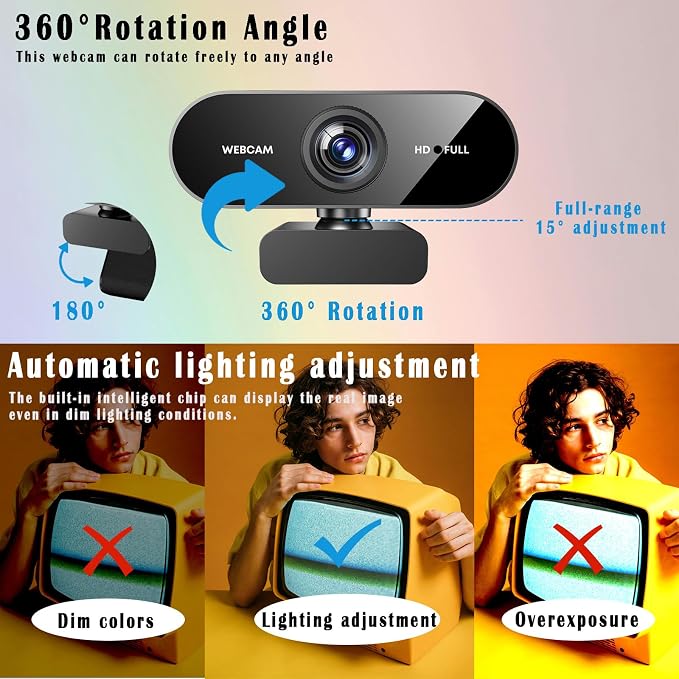 2K Webcam for PC/Laptop, USB Webcam with Microphone, Noise Cancellation, Support Beauty, Plug & Play with Auto Light Correction for Video Calls, Live Streaming Gaming & Online Meetings - Image 4