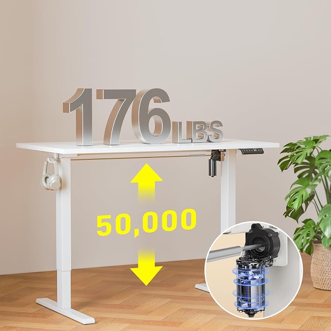 WALKINGDESK 40x24 Inches Whole Piece Electric Standing Desk, Seamless One Piece Height Adjustable Sit to Stand up Desk for Home Office, Ergonomic Computer Workstation, White - Image 5