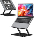 Adjustable Aluminum Laptop Stand for Desk,Ergonomic Riser, Black | Open Ventilated Design, Fits MacBook Pro/Air & 10"-16" Laptops, Stable Support for Office, Home & Travel by Axbima