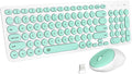 Wireless Keyboard and Mouse Combo - 2.4GHz USB Cordless, Cute Round Keys, Quiet and Slim Set for Laptop, Computer, TV, and Mac - Mint Green & White by FD