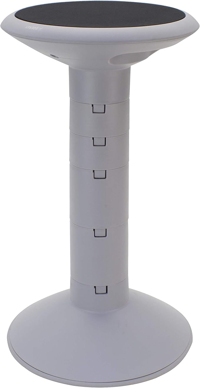 Storex Active Tilt Stool – Ergonomic Seating for Flexible Office Space and Standing Desks, Adjustable 12-24 Inch Height, Gray (00322U01C) by Storex