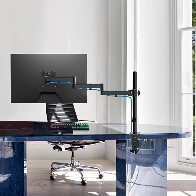 Pholiten Single Long Monitor Stand for 13-32" Screens | Extra Long Adjustable Computer Arm Max VESA 100x100mm - Image 4